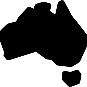 Outline map of Australia with its states and territories borders.